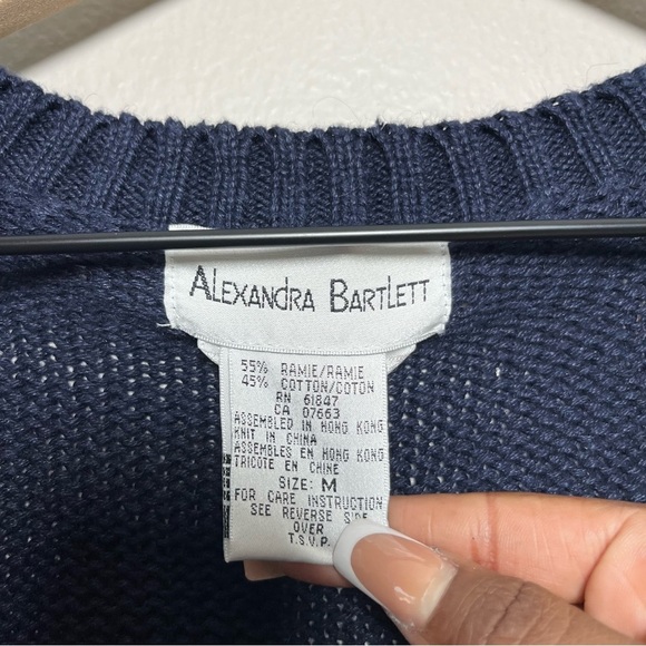 Vintage 90s‎ School Teacher Cardigan Sweater Medium Oversized Blue American Bear - Picture 2 of 12